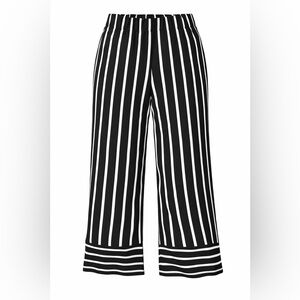 INC Black White Striped Wide Leg Cropped Pants Women’s Medium